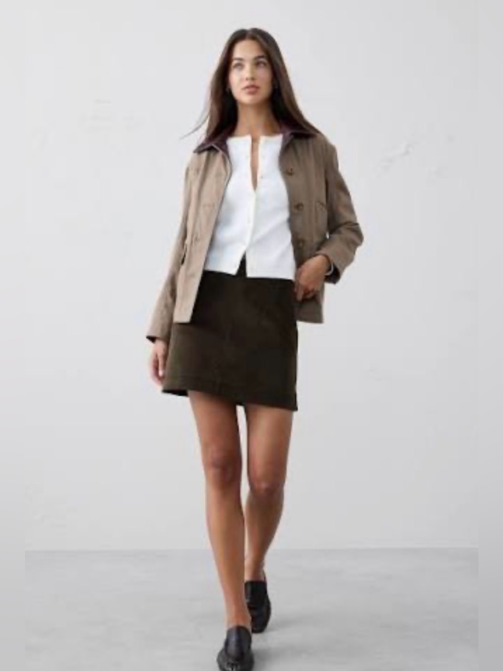 Banana Republic Factory brown corduroy mini skirt size 10 tall